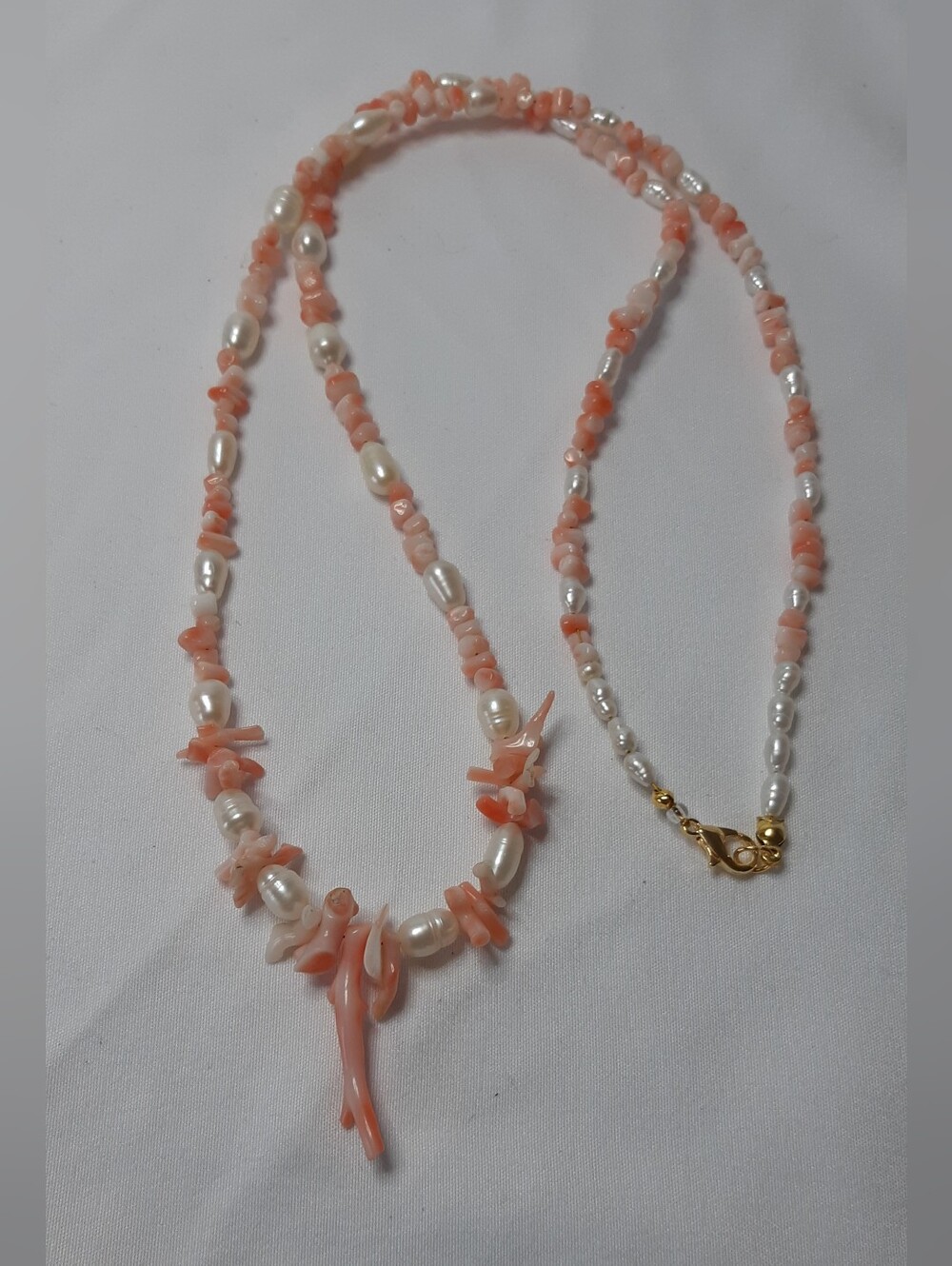 Genuine Coral And Freshwater Pearl Necklace